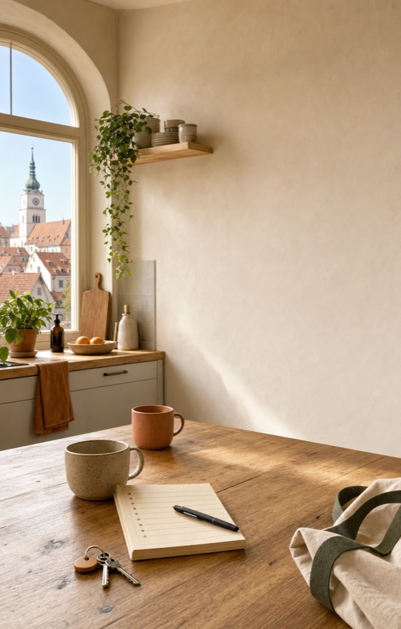 Sonnige WG-Küche mit Blick über die Altstadt